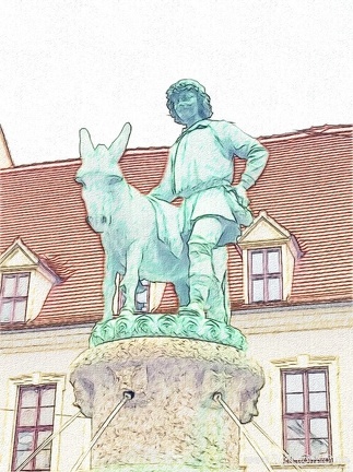 Brunnenfigur in Halle
